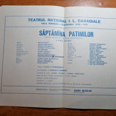 program teatrul national 1970-1971-saptamana patimimilor-cozorici,florin piersic