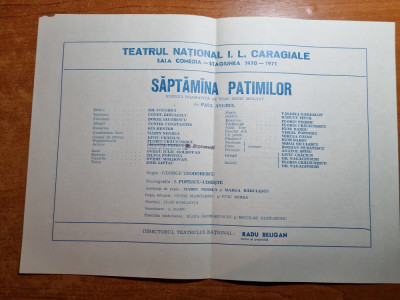 program teatrul national 1970-1971-saptamana patimimilor-cozorici,florin piersic foto