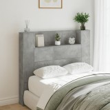 Cumpara ieftin Tăblie de pat cu dulap și LED, gri beton, 120x16,5x103,5 cm