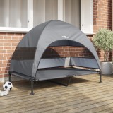 VidaXL Pat pentru c&acirc;ini ridicat cu copertină detașabilă gri deschis XL oțel