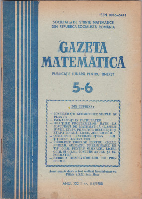 GAZETA MATEMATICA - Nr. 5-6 / 1988 foto