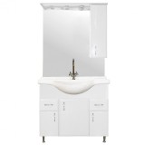 Mobilier complet de baie Bianca Plus 85, alb lucios, deschidere pe dreapta