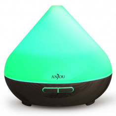 Difuzor aroma cu ultrasunete Anjou, 13 W, 300 ml, 30 ml/h, LED 7 culori, oprire automata, model wenge
