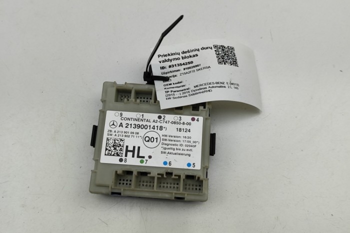 Modul de control ușă st&acirc;nga spate MERCEDES-BENZ E W213 2016 OEM: A2139001418,A2139027111,A2139010908,A2C7470850800 | 31354250
