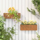VidaXL Jardiniere de perete, 2 buc., ruginiu, 53x10x17 cm, oțel corten