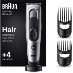 Aparat de tuns electric Braun Series 7 HC7390, Memory Safety Lock, 17 setari de lungime, 2 piepteni, Suport de incarcare, autonomie 50 minute, Negru/A