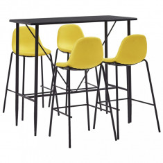 Set mobilier de bar, 5 piese, galben, material textil foto