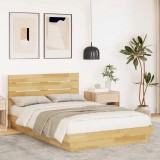 vidaXL Cadru pat cu tăblie fără saltea 120x190 cm lemn masiv de stejar 3324141