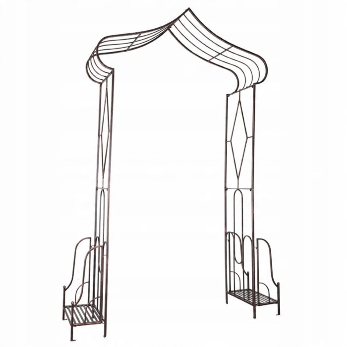 Arcada metalica, pergola, pentru gradina, ascutita, bronz antic, 173x51x260 cm