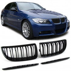 Grila dubla sport tuning BMW E90 E91 pre-LCI NFL M LOOK negru lucios NOU foto