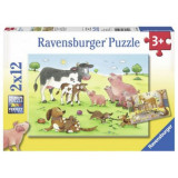 Puzzle familii animale, 2x12 piese, Ravensburger