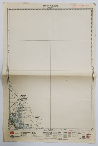 HARTA ZONEI PURCARI , LITOGRAFIE DE M.D. MOLDOVEANU , 1936, POLICROMA