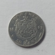 ROMANIA - 50 Bani 1881 Argint. Piesa frumoasa de colectie .