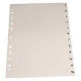 Cumpara ieftin Index Noki A4 plastic numerotat 1-12 gri