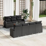 Set de canapea pentru gradina Gossi cu 8 piese cu perne negru ratan poli acacia, set de canapea pentru gradina Gossi cu 2 locuri cu spatiu de depozita