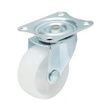 Roata pivotanta 40 mm din polipropilena alba, placa otel, 20 kg
