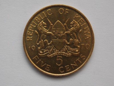 5 CENTS 1970 KENYA foto