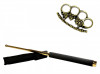 Set Autoaparare: Baston Telescopic Auriu 65cm Otel + Pumnal Craniu Auriu - Ideal pentru Protectie si Siguranta