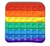 Pop It Patrat Curcubeu - Jucarie Senzoriala Antistres pentru Copii si Adulti - Joc Educativ Forme si Culori, Silicon Reutilizabil