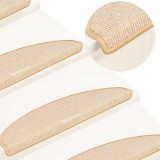 vidaXL Covorașe pentru scări, 15 buc., 65x21x4 cm, alb și maro, semirotunde, mari 149860