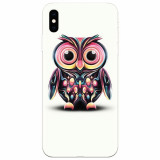 Husa silicon pentru Apple Iphone X, Colorful Owl Illustration