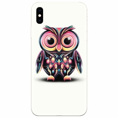 Husa silicon pentru Apple Iphone XS Max, Colorful Owl Illustration foto