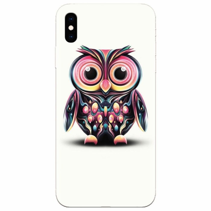 Husa silicon pentru Apple Iphone XS Max, Colorful Owl Illustration