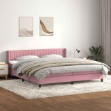 vidaXL Pat box spring cu saltea, roz, 180x210 cm, catifea 3318296
