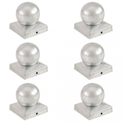 vidaXL Capace st&amp;acirc;lpi tip glob, 6 buc., 91 x 91 mm, metal galvanizat foto