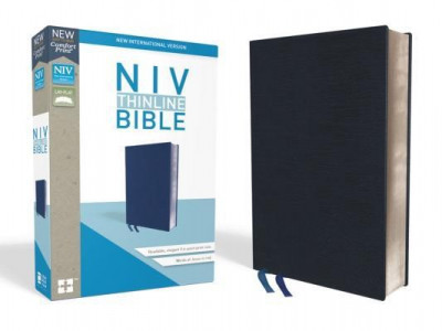 NIV, Thinline Bible, Bonded Leather, Navy, Indexed, Red Letter Edition foto