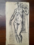 42. Nud femeie - schita veche , desen vechi in tus, Natura statica, Acuarela, Realism