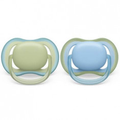 Suzete Ultra Air Philips Avent, 0-6 luni, 2 bucati, Verde si Blue, SCF085/21, Philips