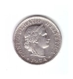 Mondea Elvetia 20 rappen 1974, stare foarte buna, curata, Europa, Cupru-Nichel