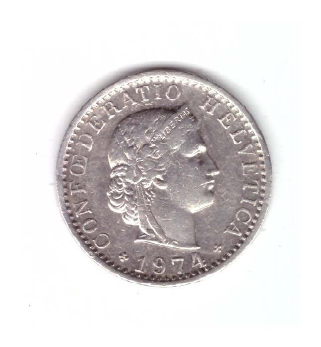 Mondea Elvetia 20 rappen 1974, stare foarte buna, curata