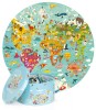 Puzzle Rotund Boppi Harta Lumii, 150 Piese, 58cm, Carton Reciclat, Joc Educativ, 5-8 Ani