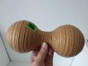 Kong Bamboo Feeder Dumbbell - jucarie pentru mancare caini, cu 3 orificii, nefolosit, marime medie (21cm lungime x 9cm diametru)