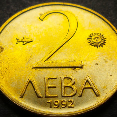 Moneda 2 LEVA - BULGARIA, anul 1992 *cod 4063 A = UNC - LUCIU de BATERE