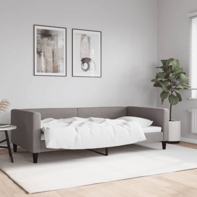 vidaXL Cadru de pat, gri taupe, 100 x 200 cm, material textil foto