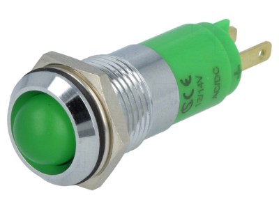 Lampă de control LED verde concavă 12-14V SIGNAL-CONSTRUCT foto