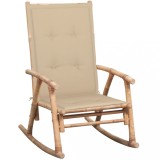 Scaun Balansoar Bambus vidaXL cu Pernă Bej Impermeabilă, Interior/Exterior, 66x86x105 cm