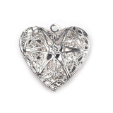 Pandantiv metalic cu medalion pentru poza inima, 26 x 26 mm Argintiu