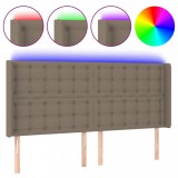 Cumpara ieftin Tablie de pat cu LED, gri taupe, 183x16x118/128 cm, textil
