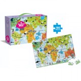Puzzle educational cu harta lumii 180 piese pentru copii 29x23x6cm 88288 CWT