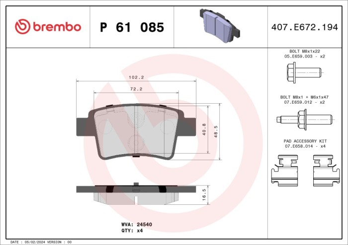 BREMBO P 61 085 PRIME LINE set placute frana,frana disc
