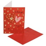 Felicitare cu Inimi 3D, 13x19cm, Rosie, cu Plic, CMCLASS