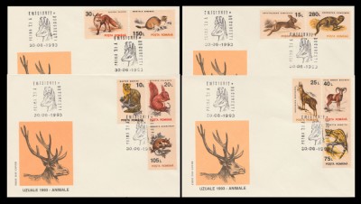 1993 Romania - 4 FDC Animale (uzuale), LP 1318 foto