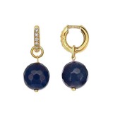 Cumpara ieftin Cercei Argint 925 placat aur, agat albastru safir, Harmony, 3cm, detasabili, Made in Italy