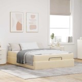 VidaXL Cadru de pat Altele cu depozitare Crem 140 x 200 cm țesătură