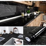 Tapet autocolant pentru bucatarie, flippy, rola cu efect de marmura, folie autoadeziva, 40cmx100cm, negru