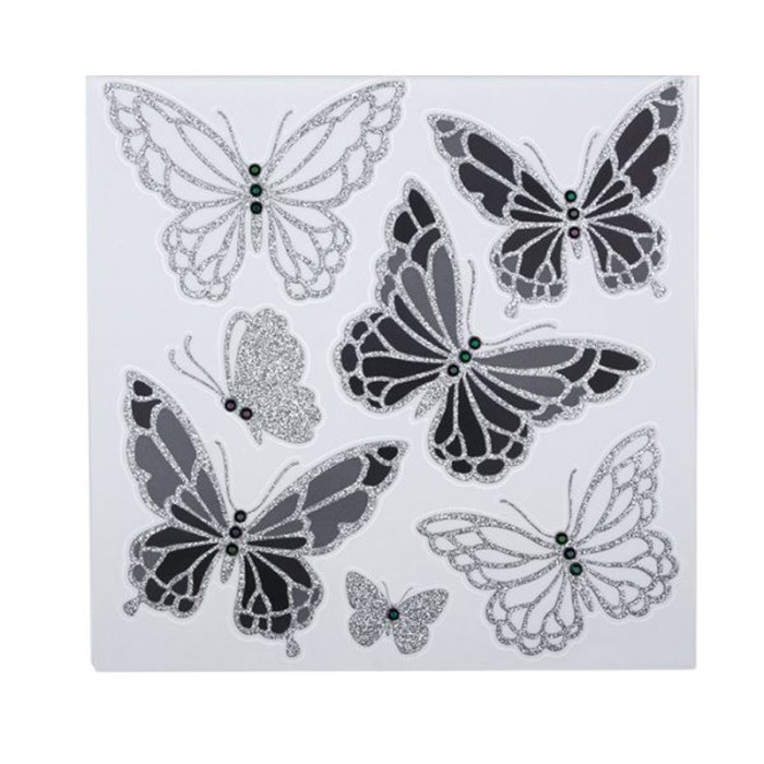 Autocolante de perete, Fluturi cu glitter, 25x25 cm, ATU-088218